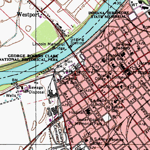 Topographic Map of Central High School, IN