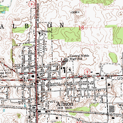 Topographic Map of Central Noble High School, IN