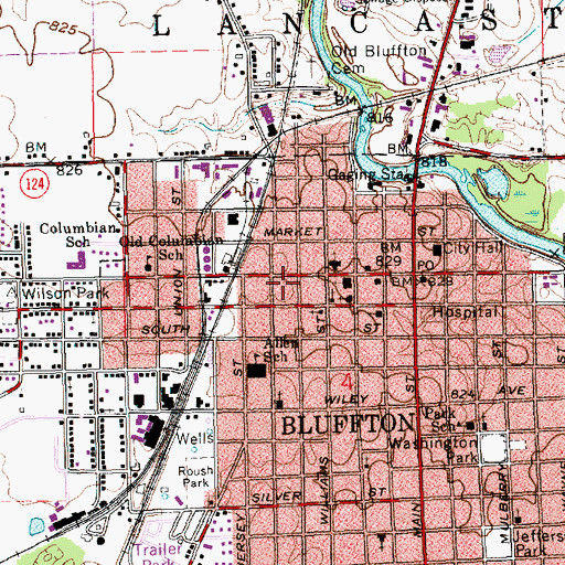 Topographic Map of Central School, IN