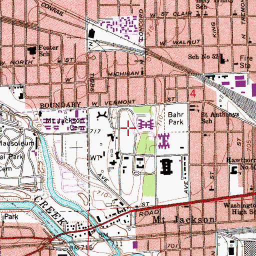 Topographic Map of Central State Hospital (historical), IN