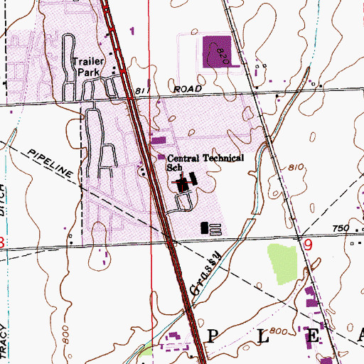 Topographic Map of Central Technical School, IN
