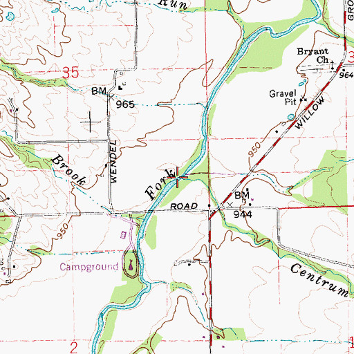 Topographic Map of Centrum Run, IN