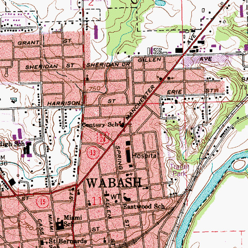 Topographic Map of Century School, IN