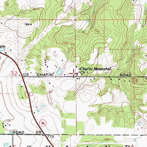 Topographic Map of Chafin Memorial Church, IN