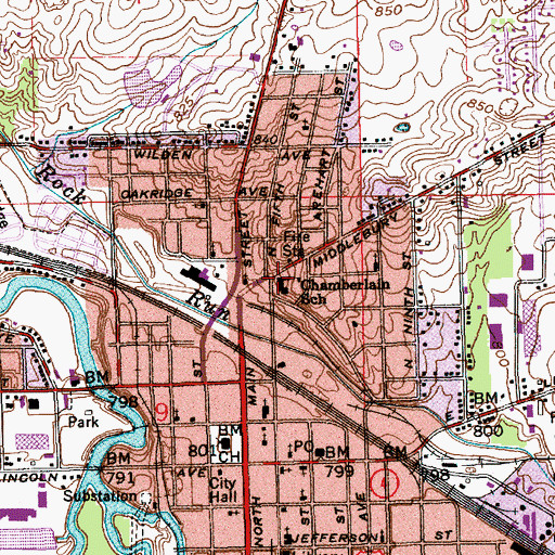 Topographic Map of Chamberlain Elementary School, IN