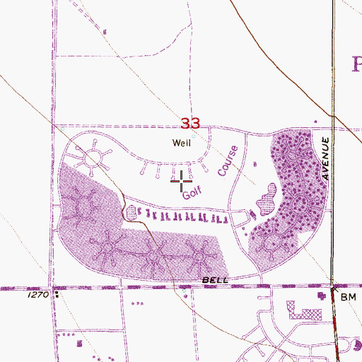 Topographic Map of Bellair Golf Course, AZ
