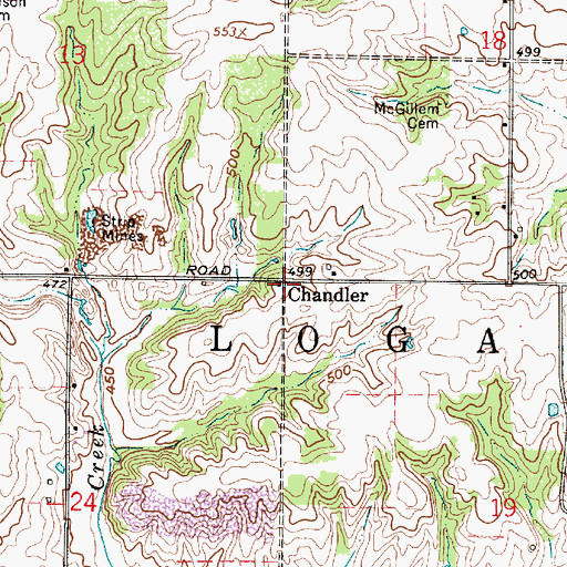 Topographic Map of Chandler, IN