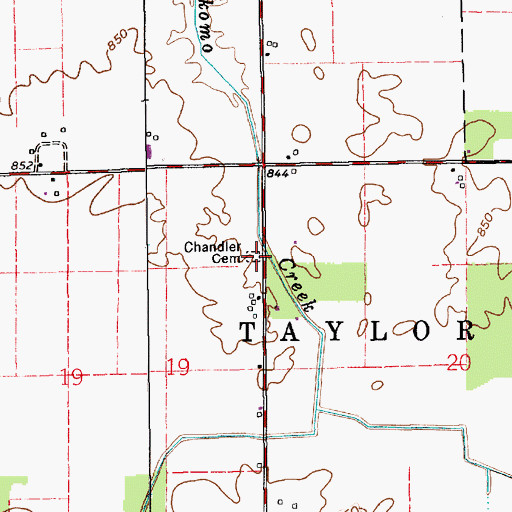 Topographic Map of Chandler Cemetery, IN