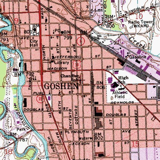 Topographic Map of Chandler Elementary School, IN
