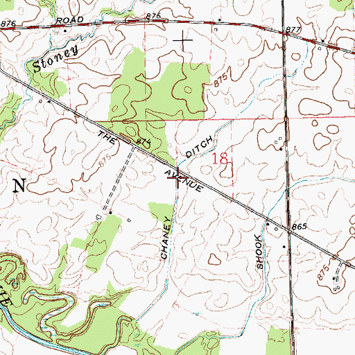 Topographic Map of Chaney Ditch, IN