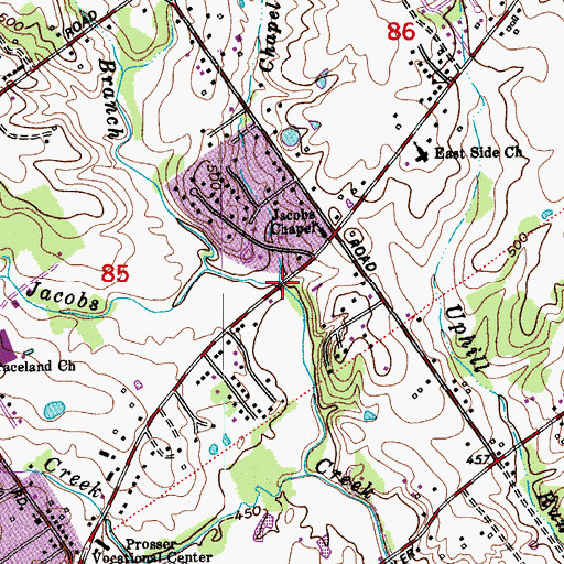 Topographic Map of Chapel Branch, IN