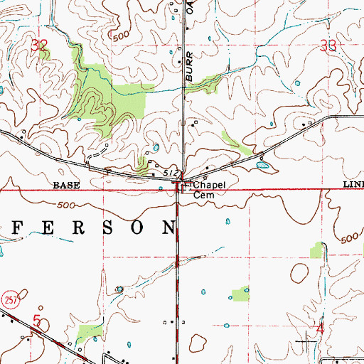 Topographic Map of Chapel Cemetery, IN