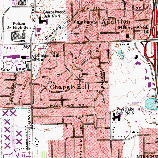 Topographic Map of Chapel Hill, IN