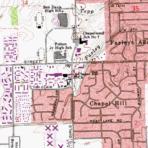 Topographic Map of Chapel Hill United Methodist Church, IN