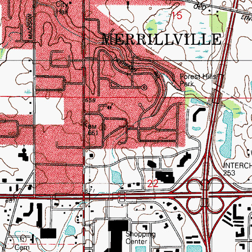 Topographic Map of Chapel Manor, IN