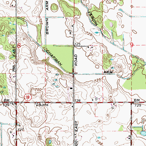 Topographic Map of Chapman Arm, IN