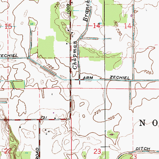Topographic Map of Chapman Branch, IN