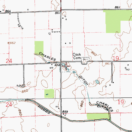 Topographic Map of Charles Ditch, IN