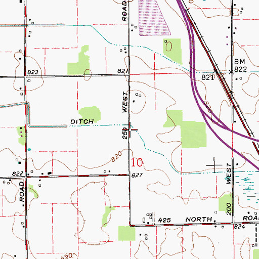 Topographic Map of Charles Templeton Ditch, IN