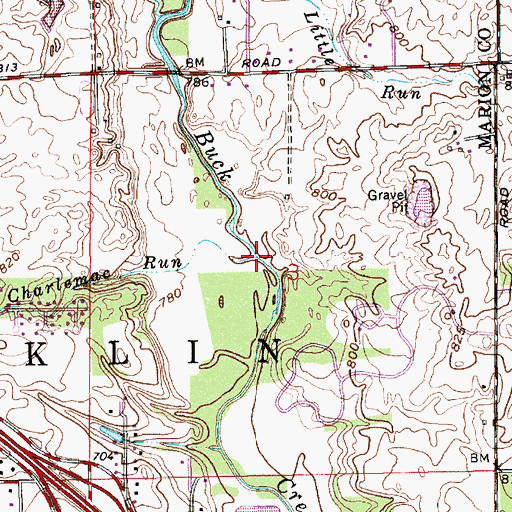 Topographic Map of Charlesmac Run, IN
