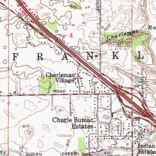 Topographic Map of Charlesmac Village, IN