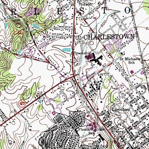 Topographic Map of Charlestown, IN