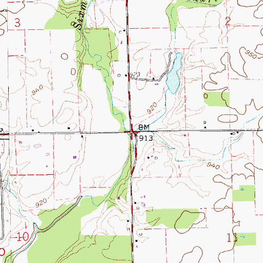Topographic Map of Charlottes Brook, IN