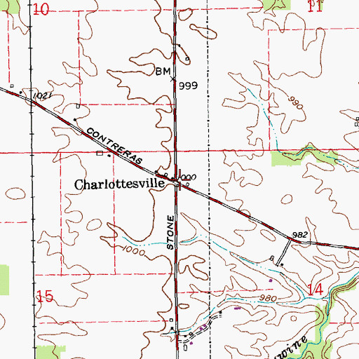 Topographic Map of Charlottesville, IN
