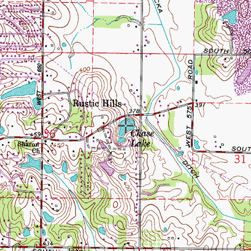 Topographic Map of Chase Lake, IN