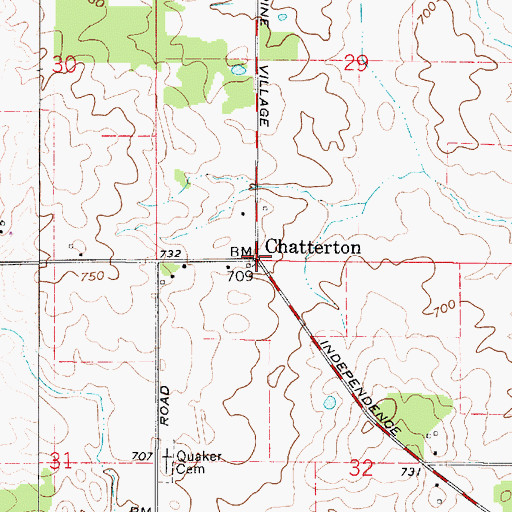 Topographic Map of Chatterton, IN
