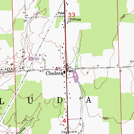 Topographic Map of Chelsea, IN