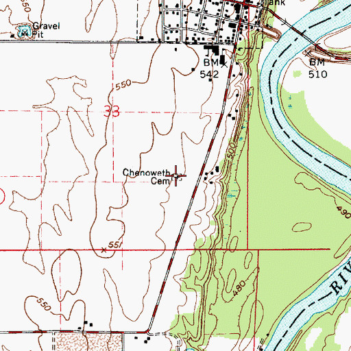 Topographic Map of Chenoweth Cemetery, IN