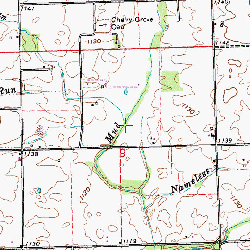 Topographic Map of Cherry Run, IN