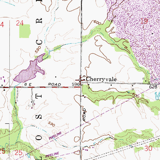 Topographic Map of Cherryvale, IN