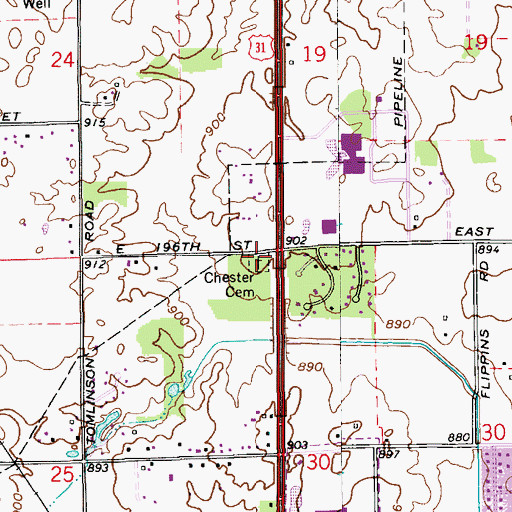 Topographic Map of Chester Friends Cemetery, IN