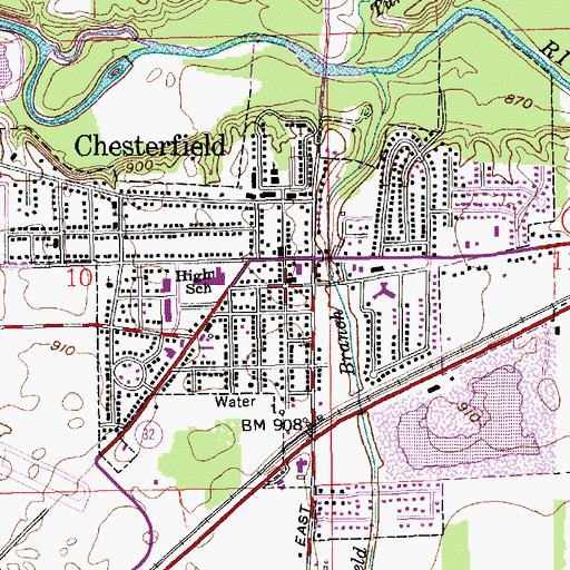 Topographic Map of Chesterfield, IN