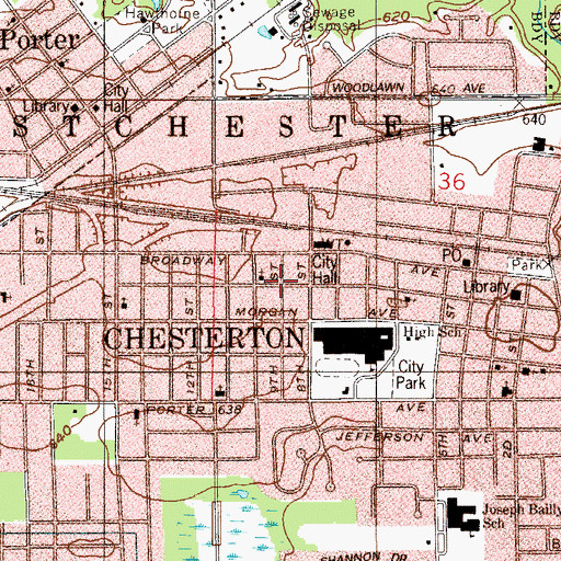 Topographic Map of Chesterton, IN