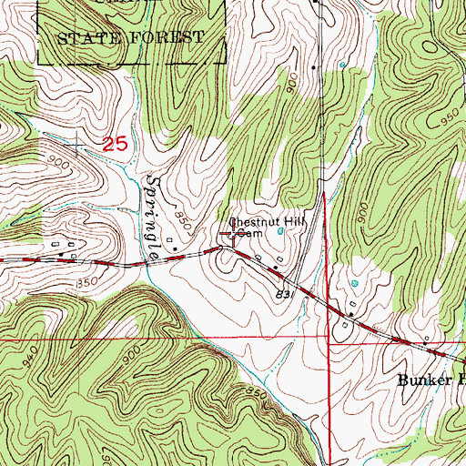 Topographic Map of Chestnut Hill Cemetery, IN