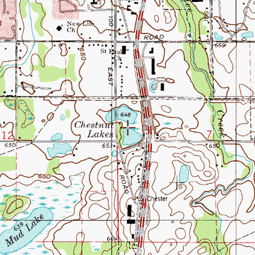 Topographic Map of Chestnut Lakes, IN