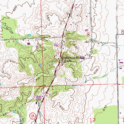 Topographic Map of Chestnut Ridge Cemetery, IN