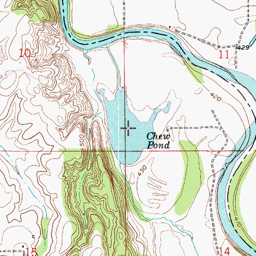 Topographic Map of Chew Pond, IN