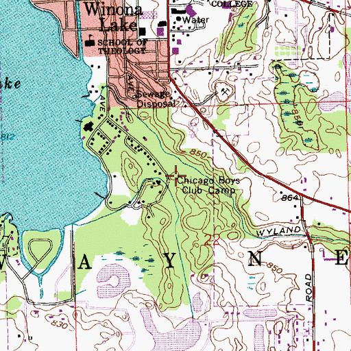 Topographic Map of Chicago Boys Club Camp, IN