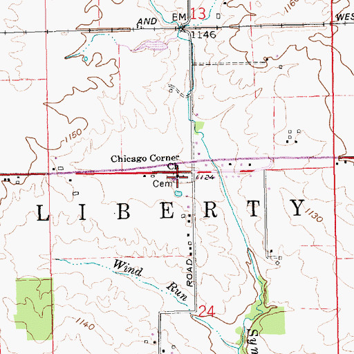Topographic Map of Chicago Corner Church, IN