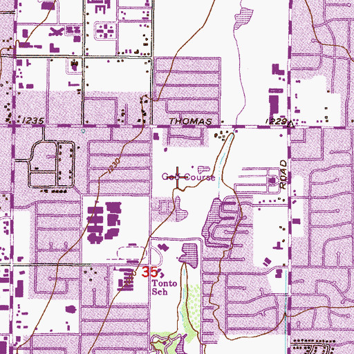 Topographic Map of Coronado Golf Course, AZ