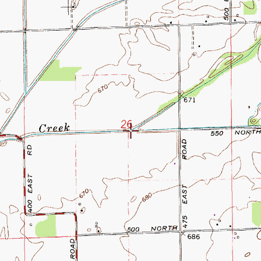 Topographic Map of Chicken Creek, IN