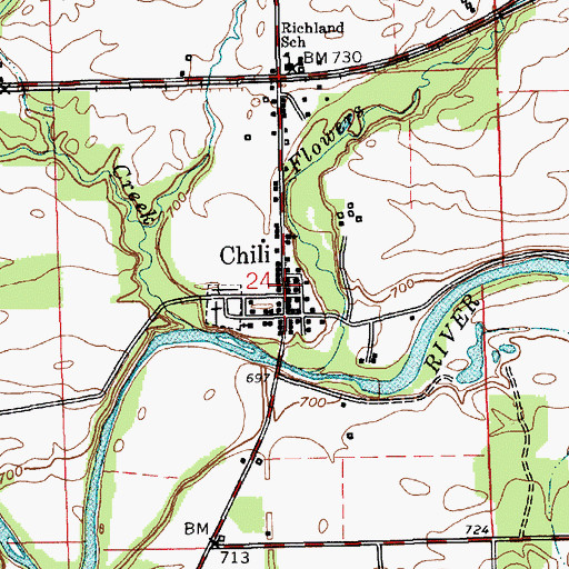 Topographic Map of Chili, IN