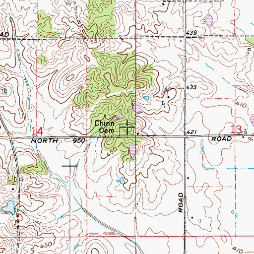 Topographic Map of Chinn Cemetery, IN