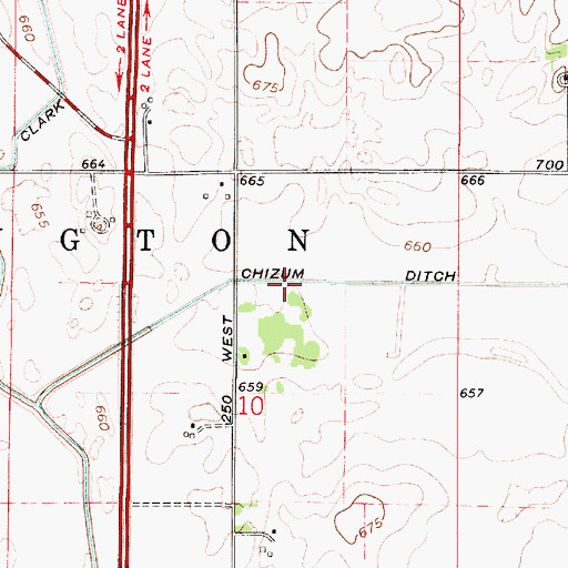 Topographic Map of Chizum Ditch, IN