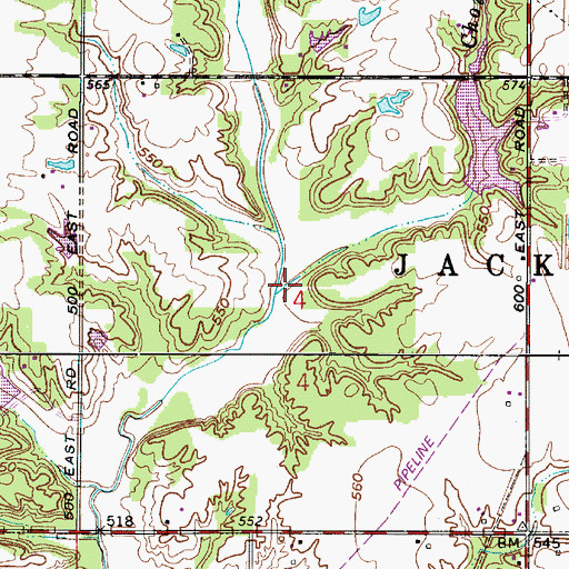 Topographic Map of Chowning Creek, IN
