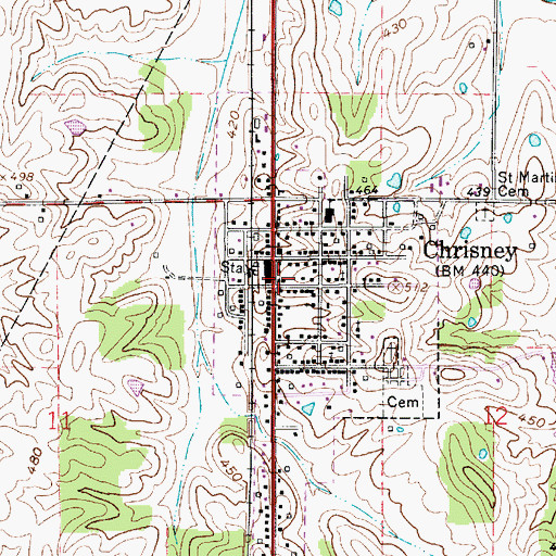Topographic Map of Chrisney, IN
